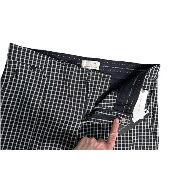 Anthropologie Essential Slim Womens 8 Black White Plaid Print Cropped Pants NWT - Picture 4 of 9